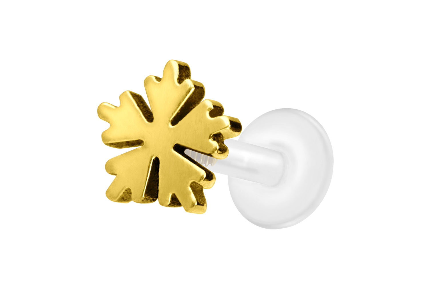 PTFE Labret Piercing mit Innengewinde + Titan-Aufsatz SCHNEEFLOCKE
